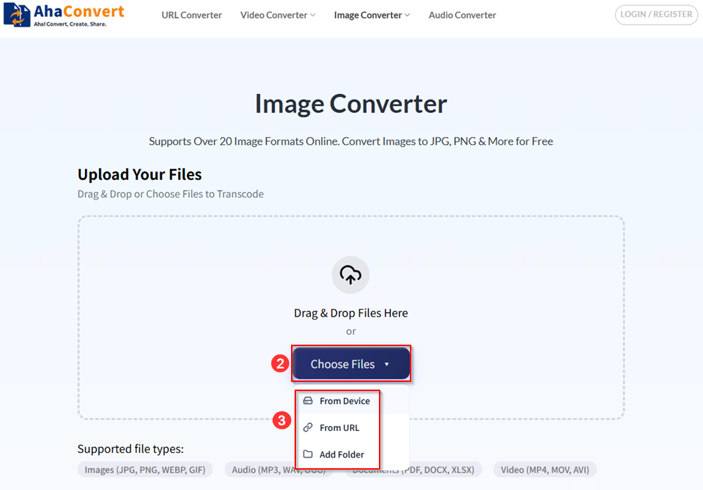 step 2: upload your JPG files from local devices